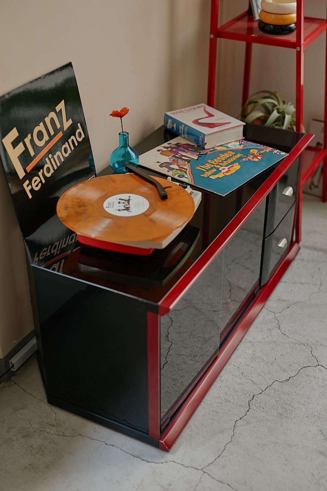 Black & Red Glass Cabinet