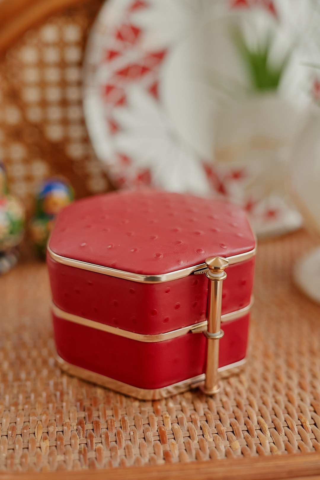 Red Hexagon Jewelry Case