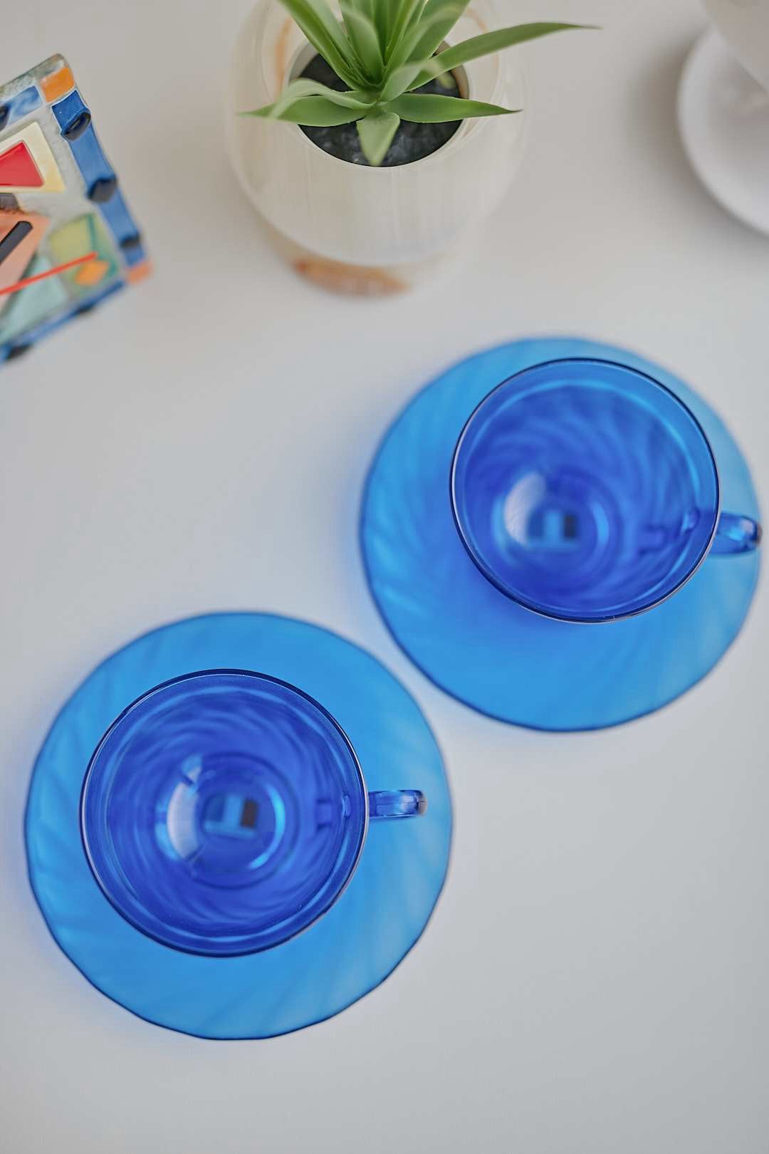 arcoroc Clear Blue cup＆saucer
