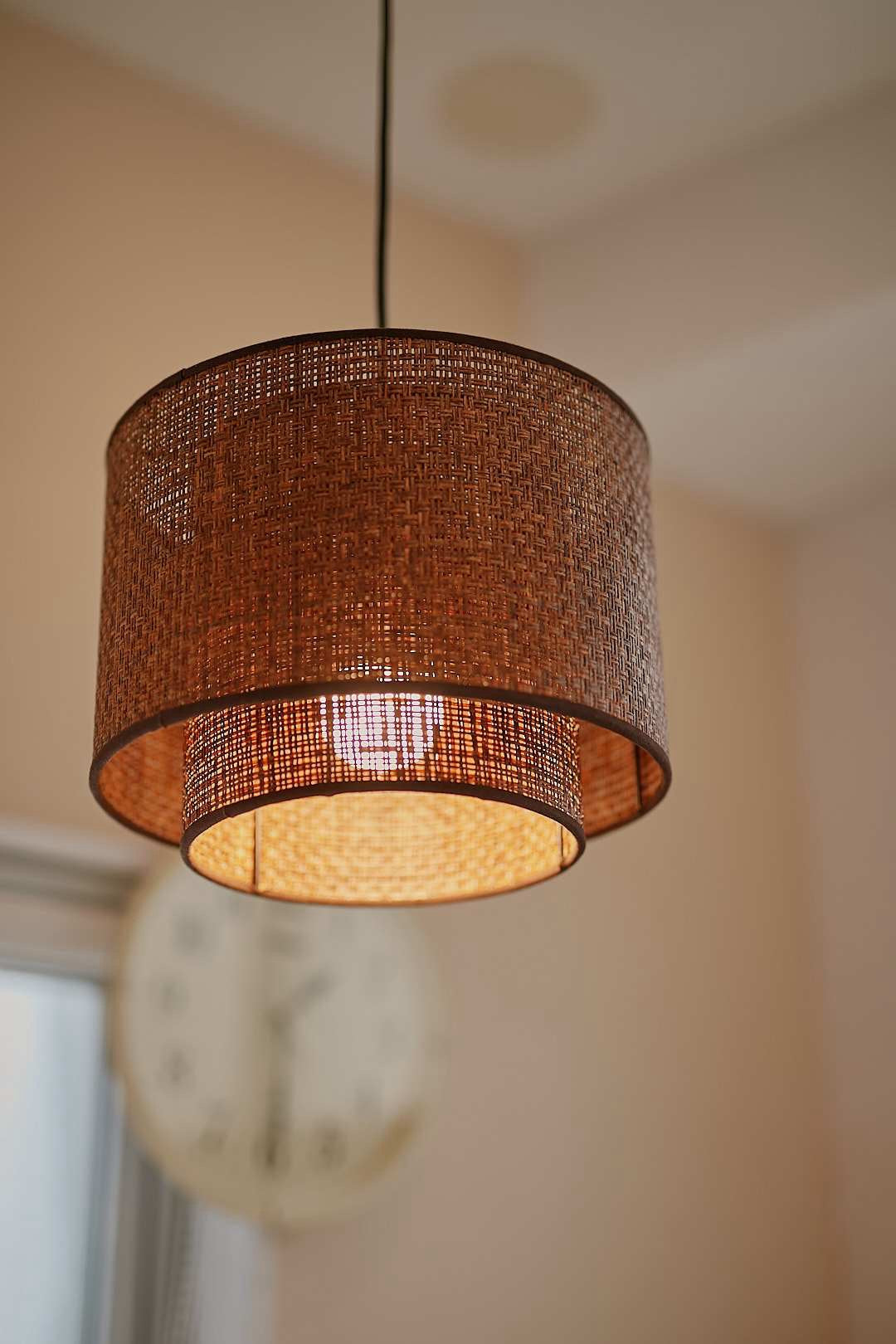 Double Rattan Pendant Light