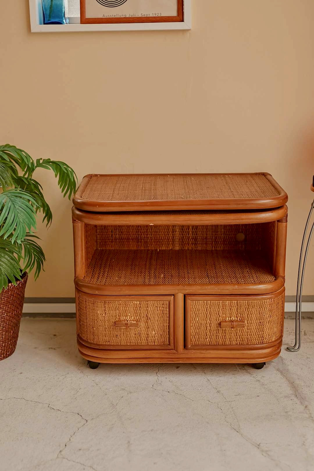 Rattan low cabinet