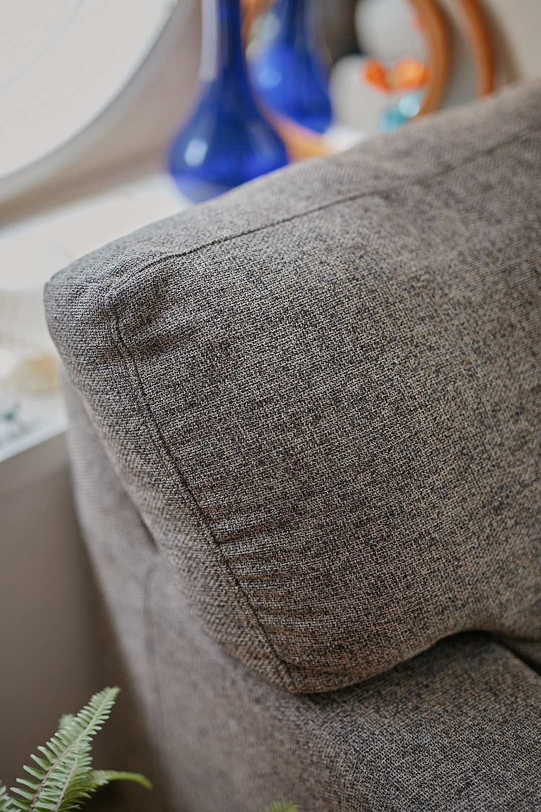 Gray Fabric Sectional Sofa with Ottoman