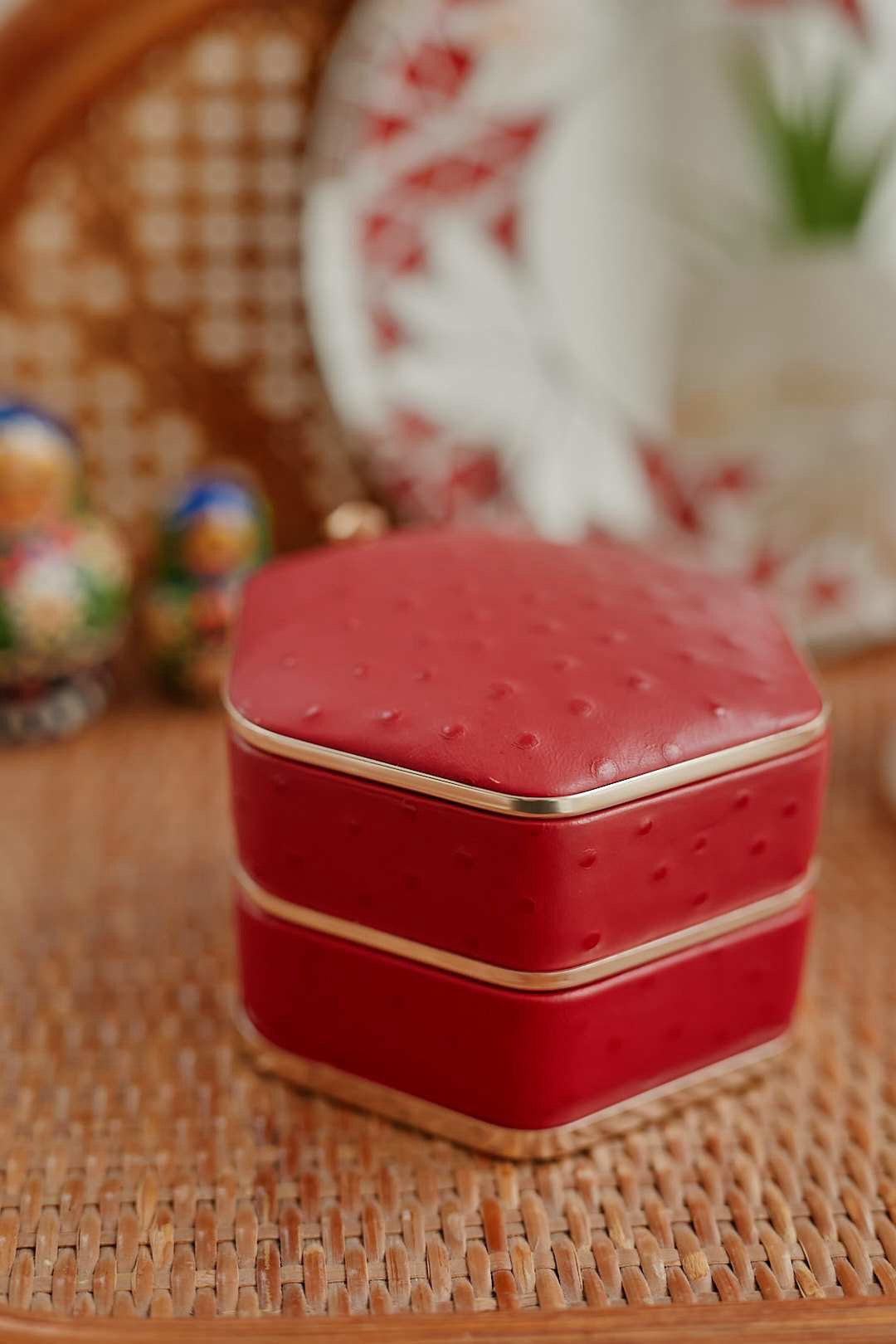 Red Hexagon Jewelry Case