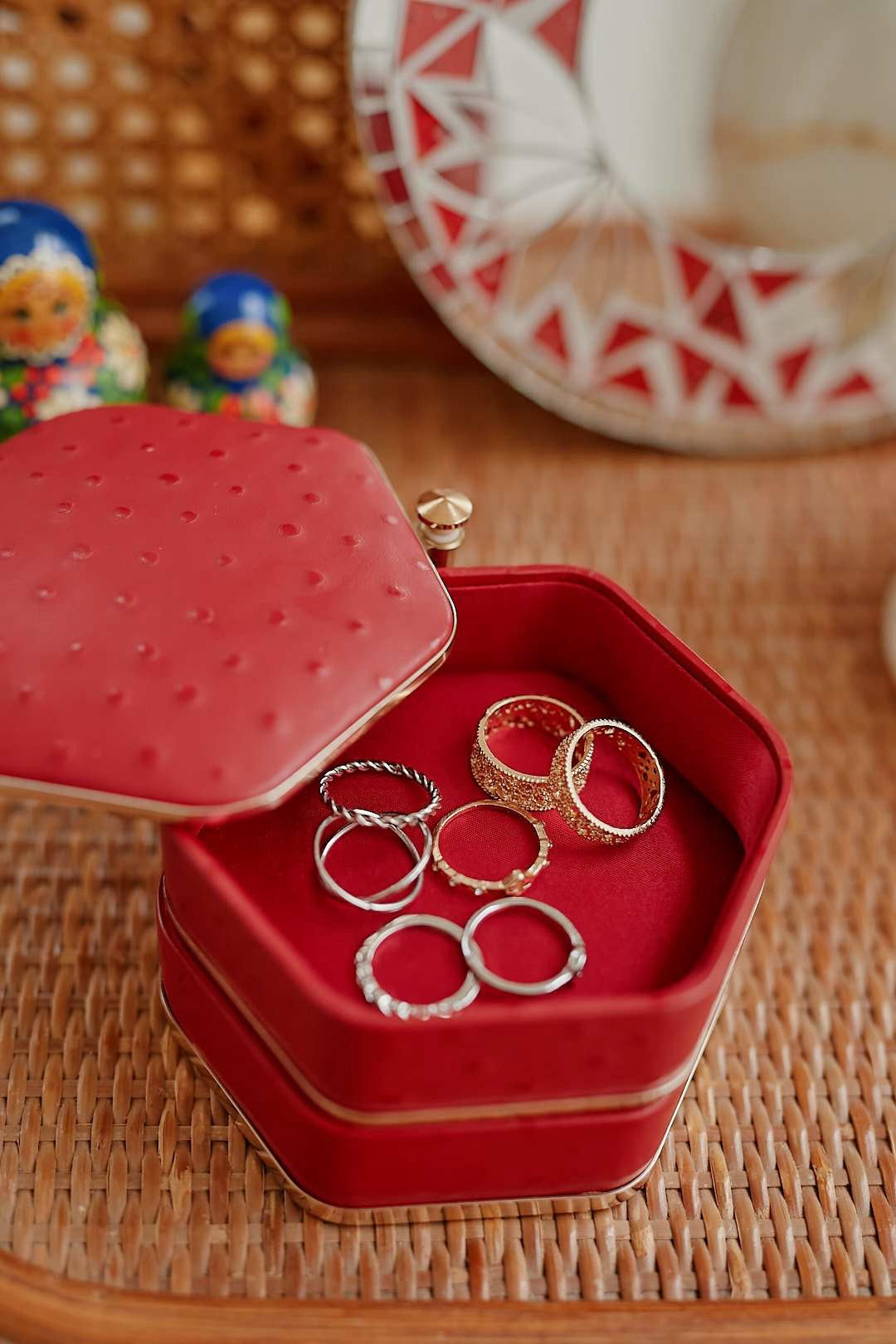 Red Hexagon Jewelry Case