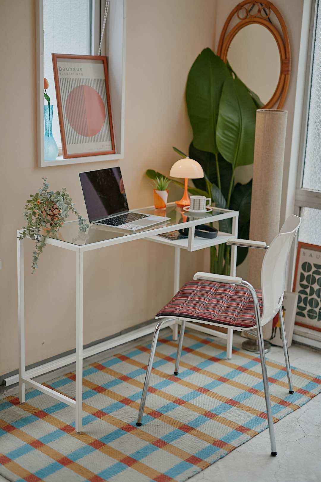 White Frame Glass Desk