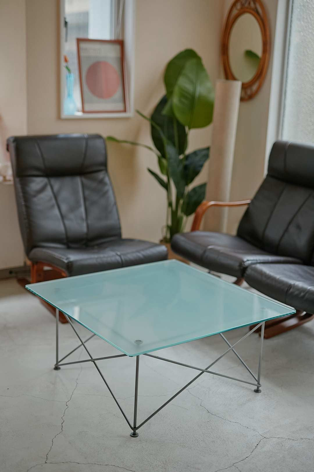 Grid Square Glass Table