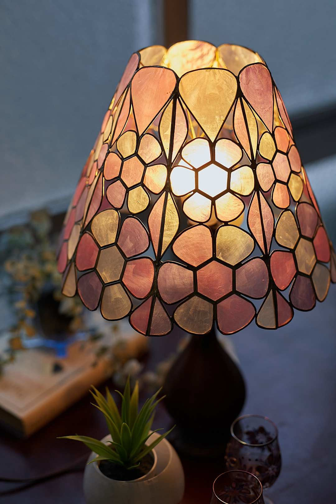 Pastel Flower Capiz Lamp