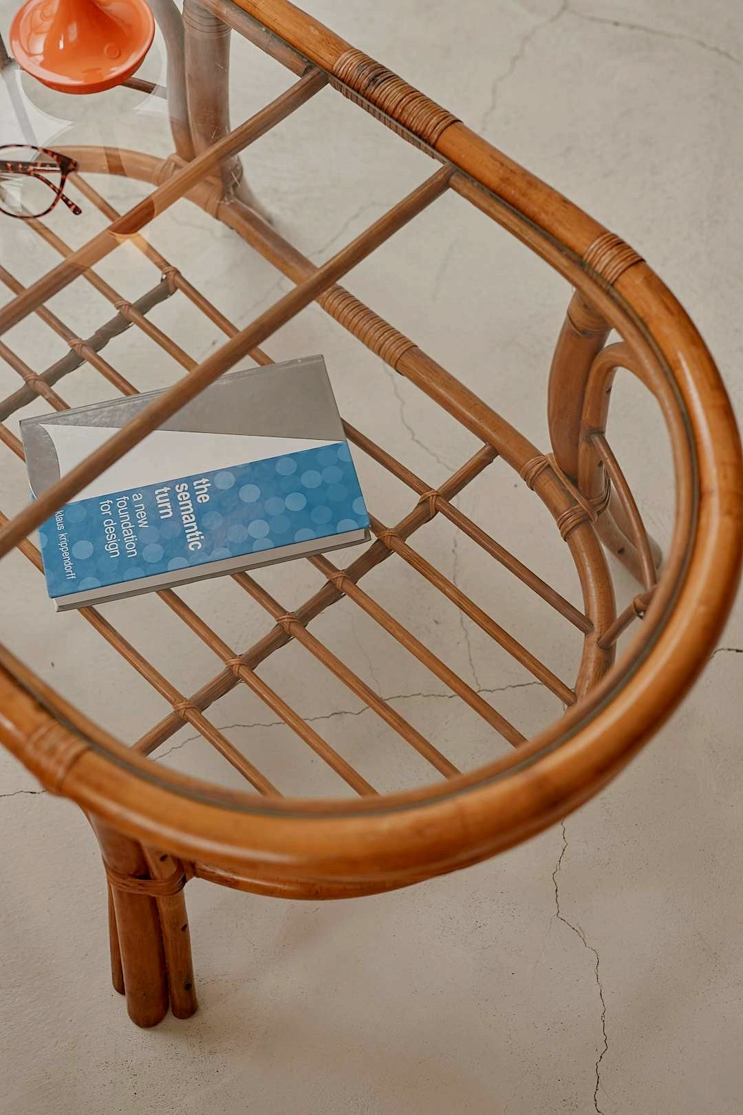 Rattan Oval Glass Table