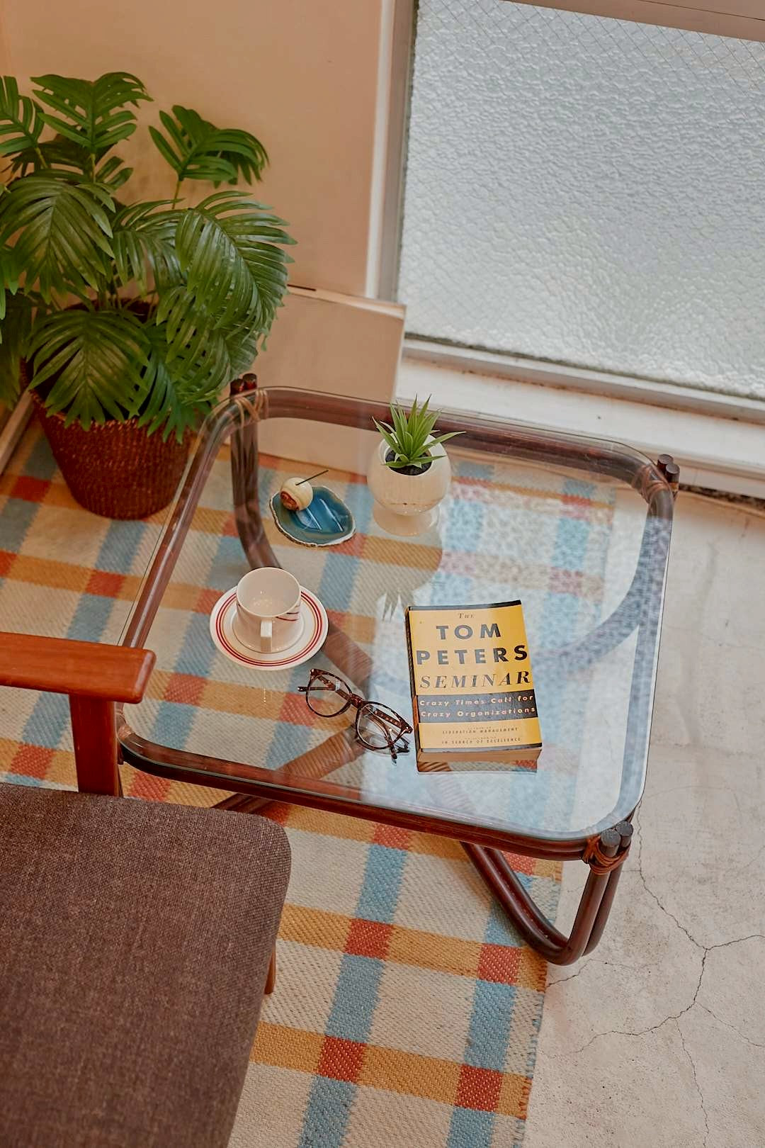 Arch Rattan Glass Table