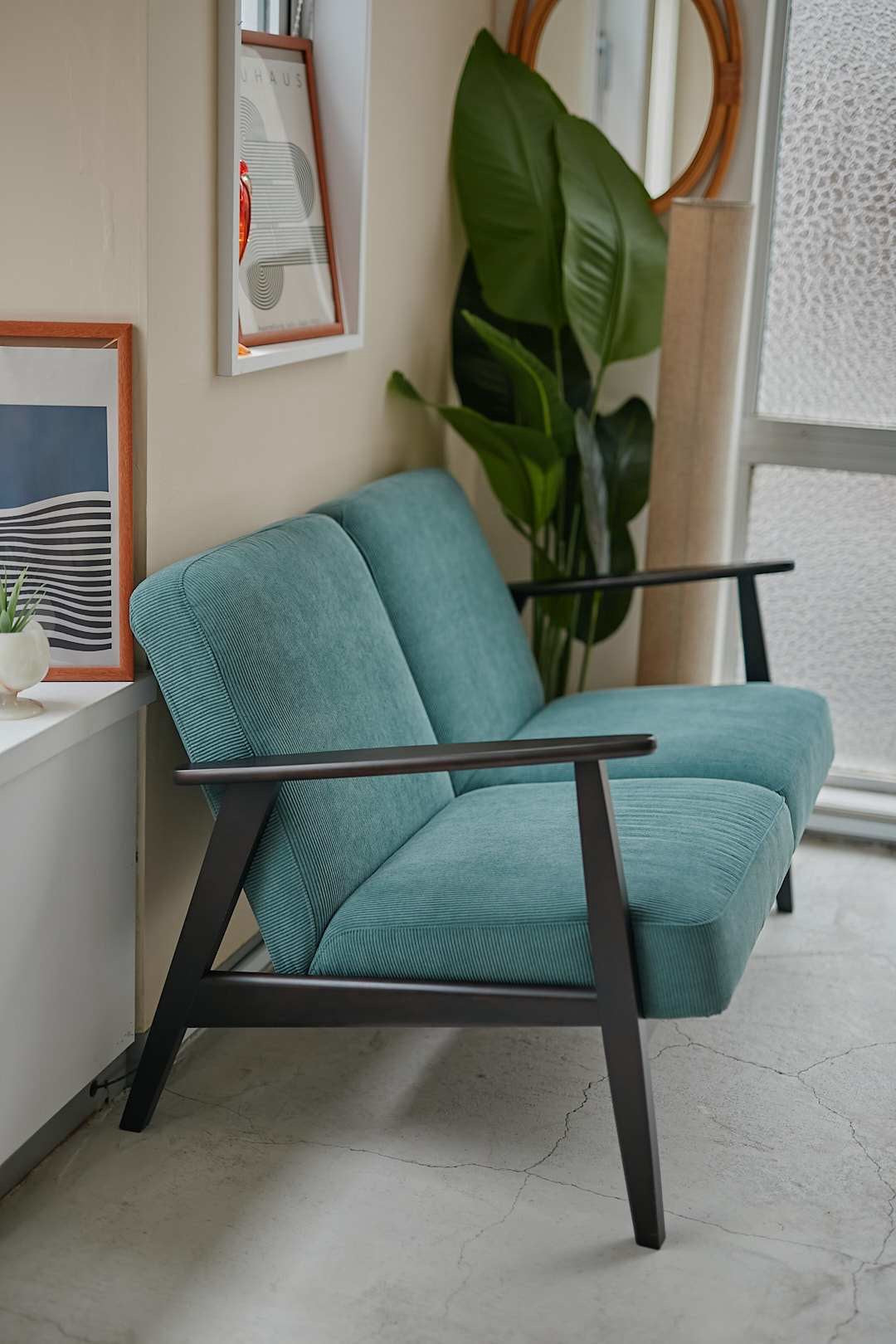 Blue Green Corduroy Sofa