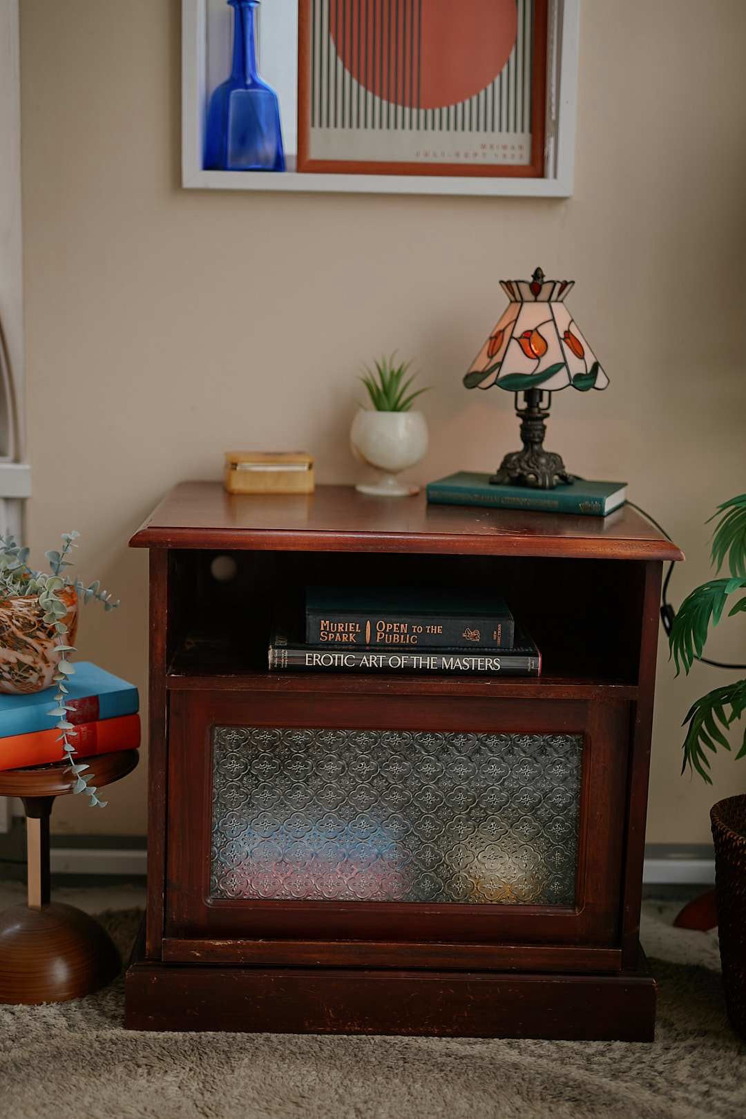Vintage Patterned Glass Cabinet