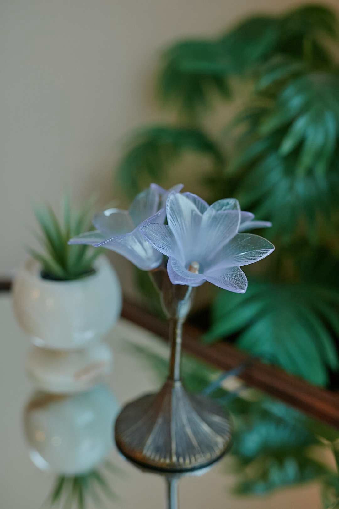 HOYA ブルーフラワーガラスランプ