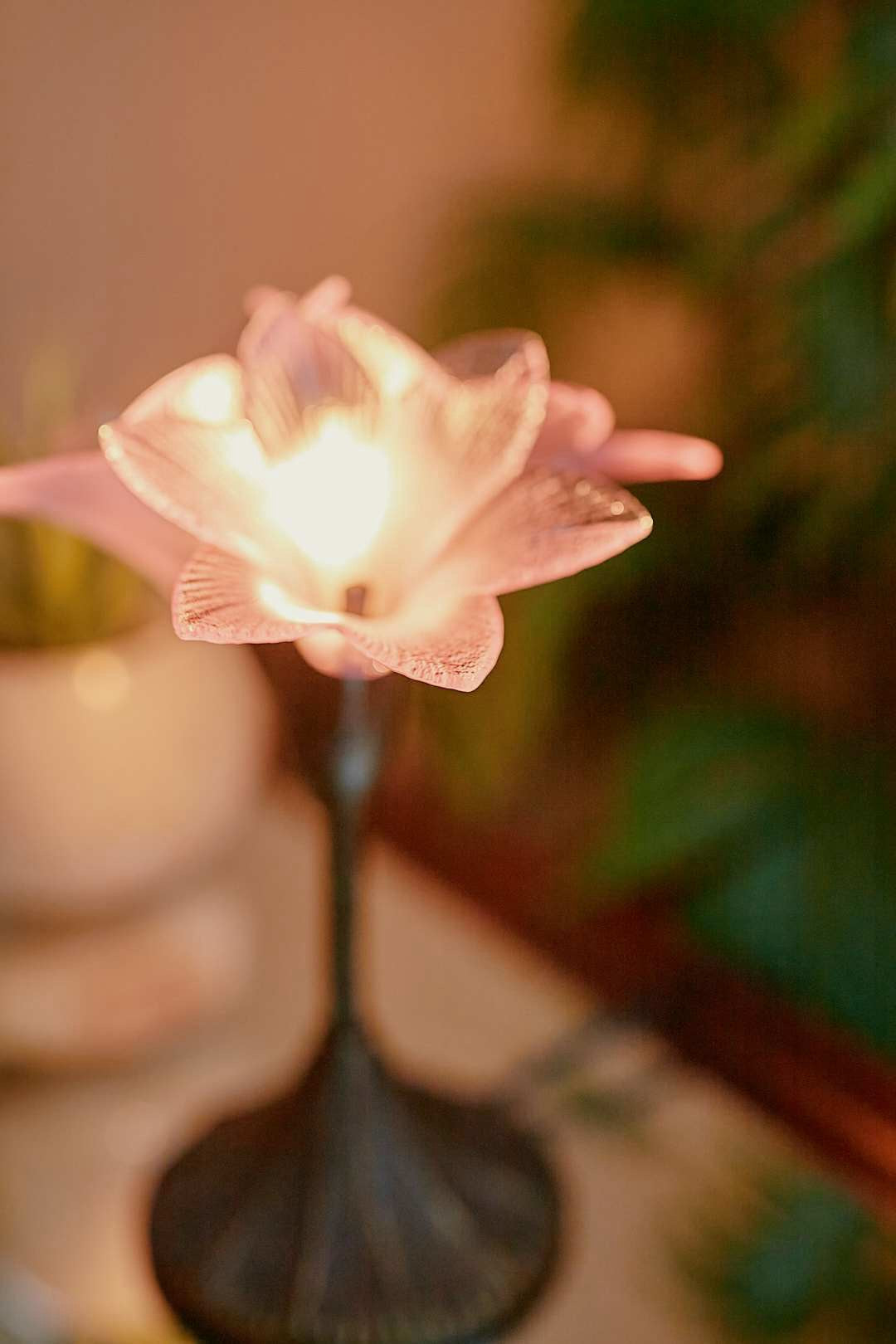 HOYA ブルーフラワーガラスランプ